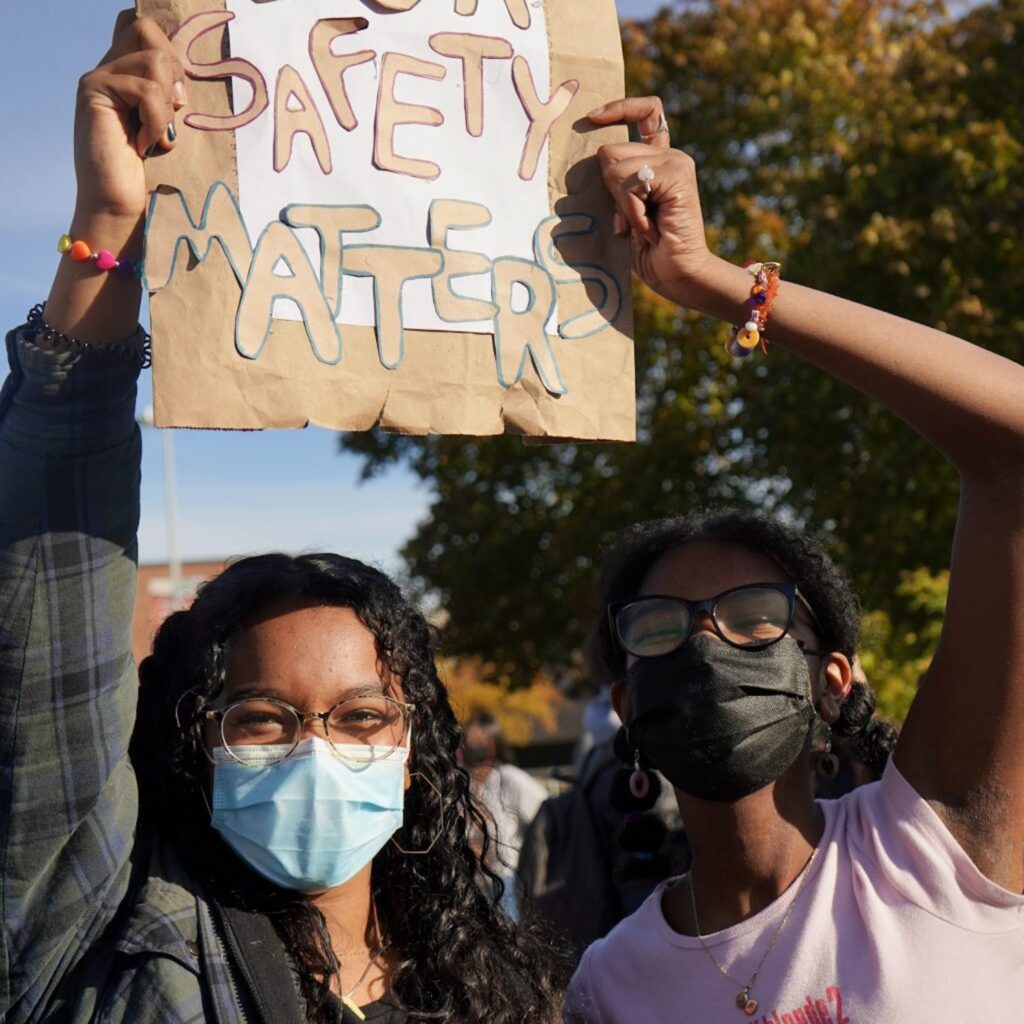 Safety Matters poster at a BLM protest
