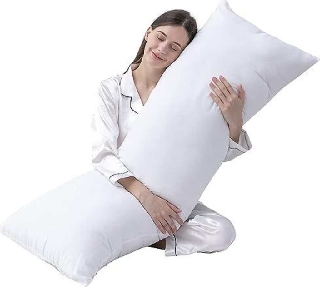 Boring plain white uncovered body pillow